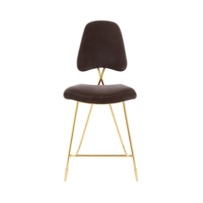 Sleek Modern Brass Bar Stool with Velvet Upholstery for Kitchens