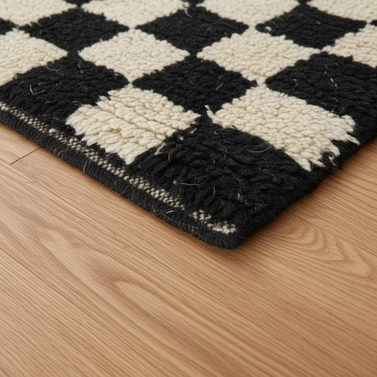 Checkerboard Patterned Area Rug With Geometric Design