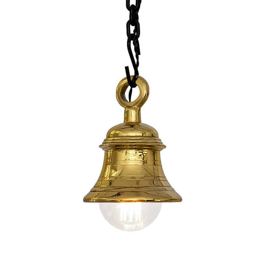 Handcrafted Brass Temple Bell Hanging Light – Medium Reddish Gold