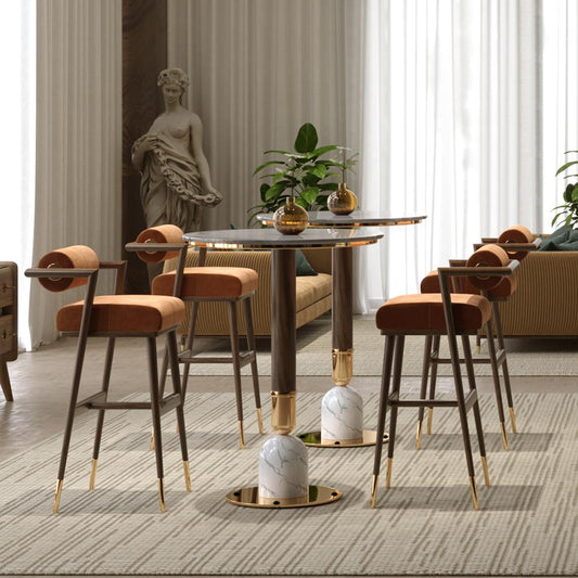 Sunny Mid-Century Modern Walnut Wood Bar Chair - Vintage-Inspired Design