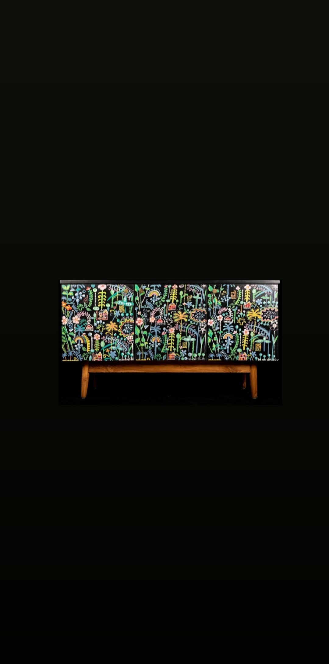 The mid century hand painted retro sideboard