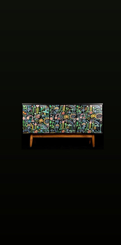 The mid century hand painted retro sideboard