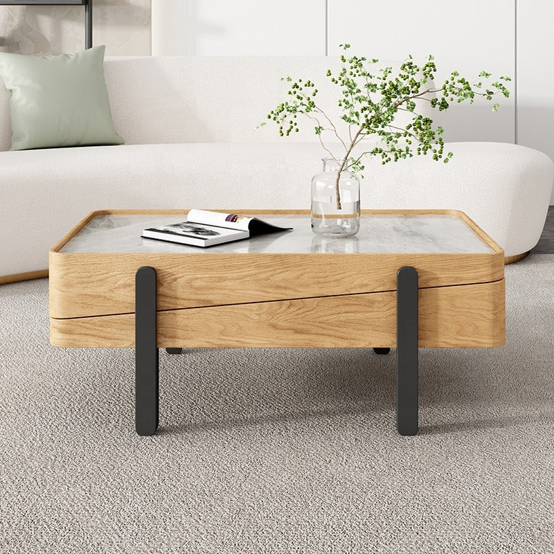 Elegant Maria Nesting Coffee Tables Set (2): Modern Wood, Marble, Metal
