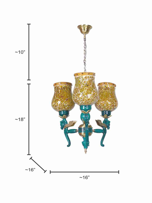 Pegasus Seahorse 3 Light Mosaic glass Chandelier dimensions