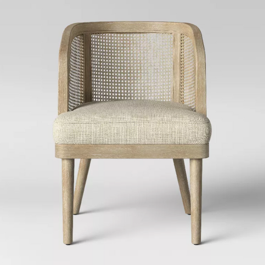 Natural Rattan and White Washed Wood Chair