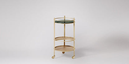 Nox Elegant Green Marble Bar Trolley with Steel Frame and Smooth Wheels