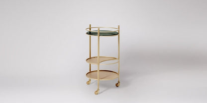Nox Elegant Green Marble Bar Trolley with Steel Frame and Smooth Wheels