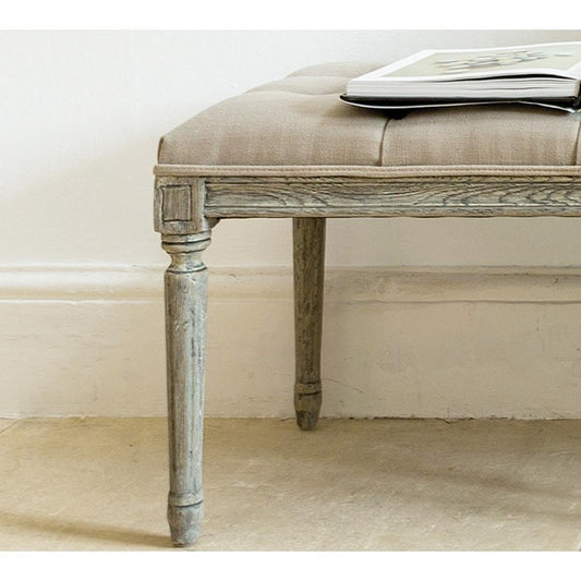 Hand-Carved Oak Frame Bench Upholstered in Luxurious Olive Green Velvet