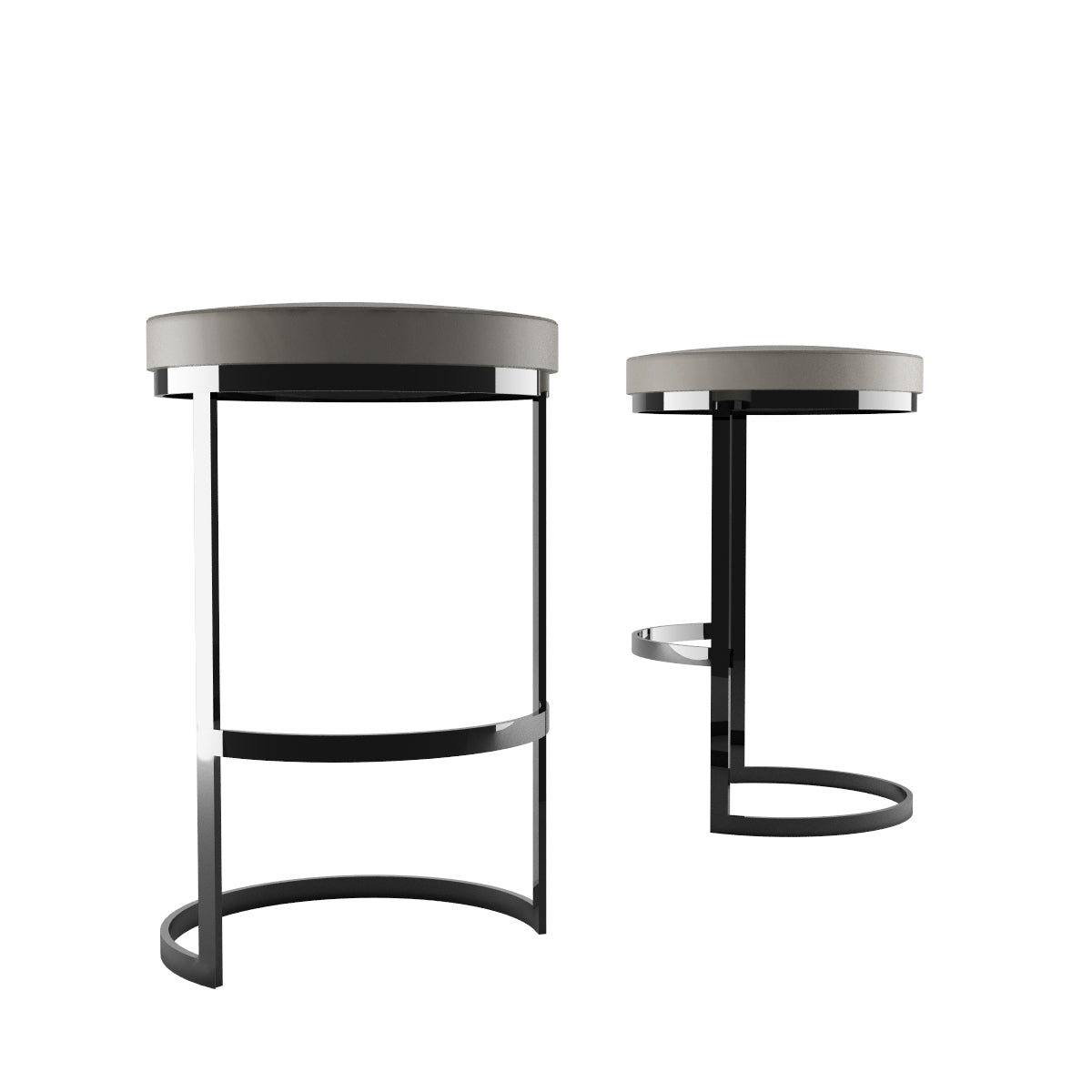 Luxury Modern Steel & Leather Counter Bar Stools Pair for Contemporary Living
