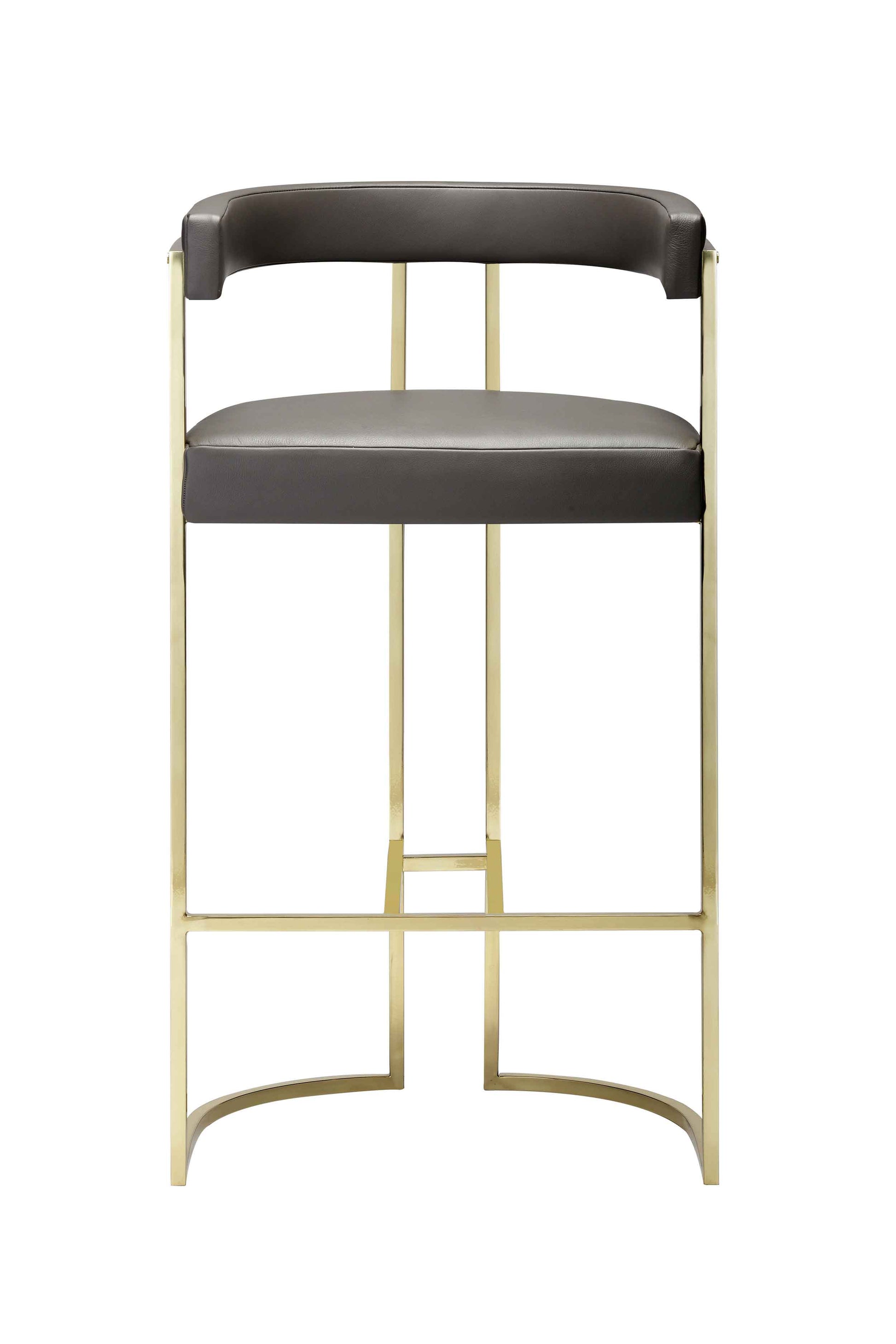 Glamorous Deco Style Bar Stool: Fabric Upholstery, Polished Brass Frame