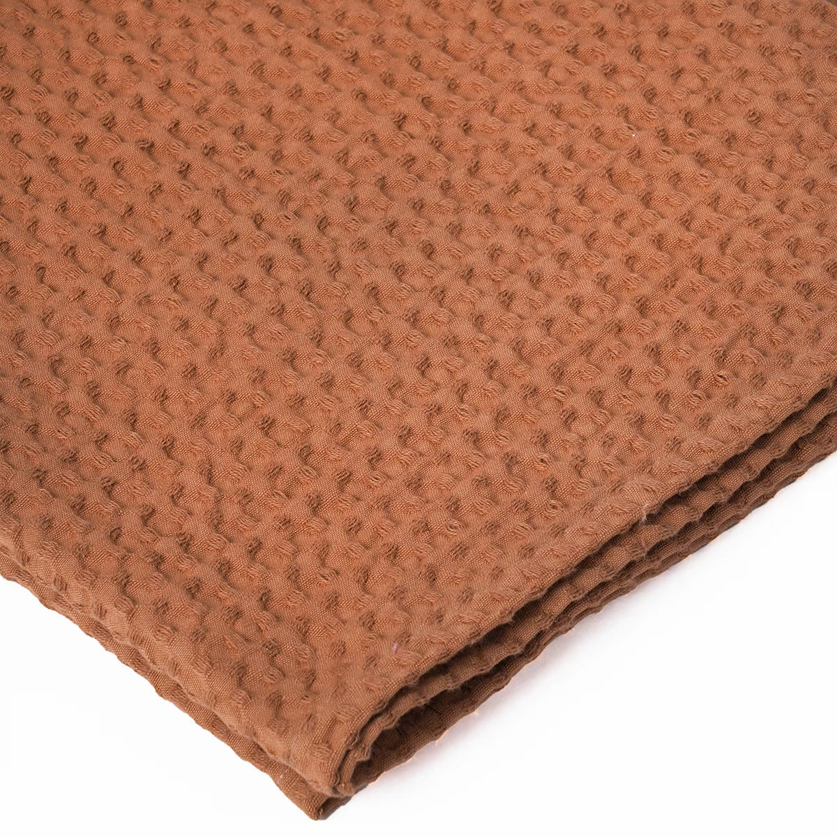 Brown or Burnt sienna waffle Throw blanket, 100% cotton, 50X60 inches