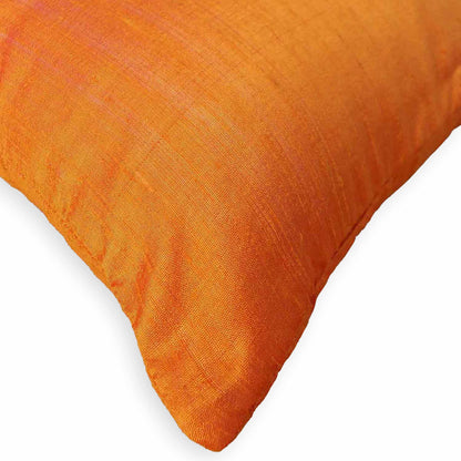 Tangerine Pure Dupioni Silk Cushion Cover | Reversible | Concealed Zip | 3 Sizes