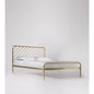 Gold Plated Metal Bed with Curved Headboard Modern Iron Frame