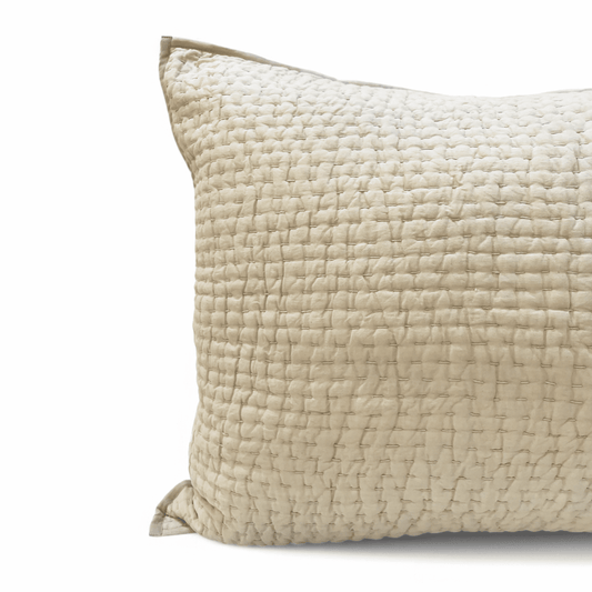 Sandstone Kantha Cotton Quilted Pillow Cases | Handmade | Multiple Sizes