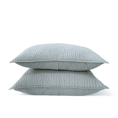 Duck Egg Kantha Quilted Cotton Pillow Cases – Soft, Multiple Sizes