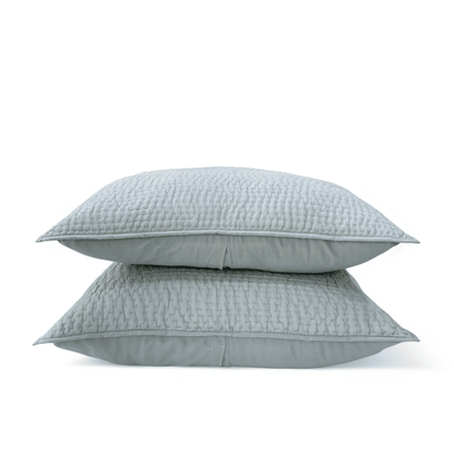 Duck Egg Kantha Cotton Quilted Pillow Cases | Handmade | Multiple Sizes