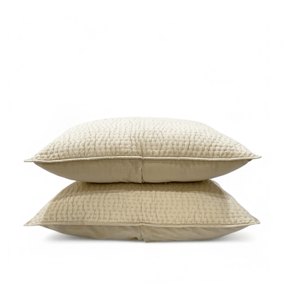 Sandstone Kantha Cotton Quilted Pillow Cases | Handmade | Multiple Sizes