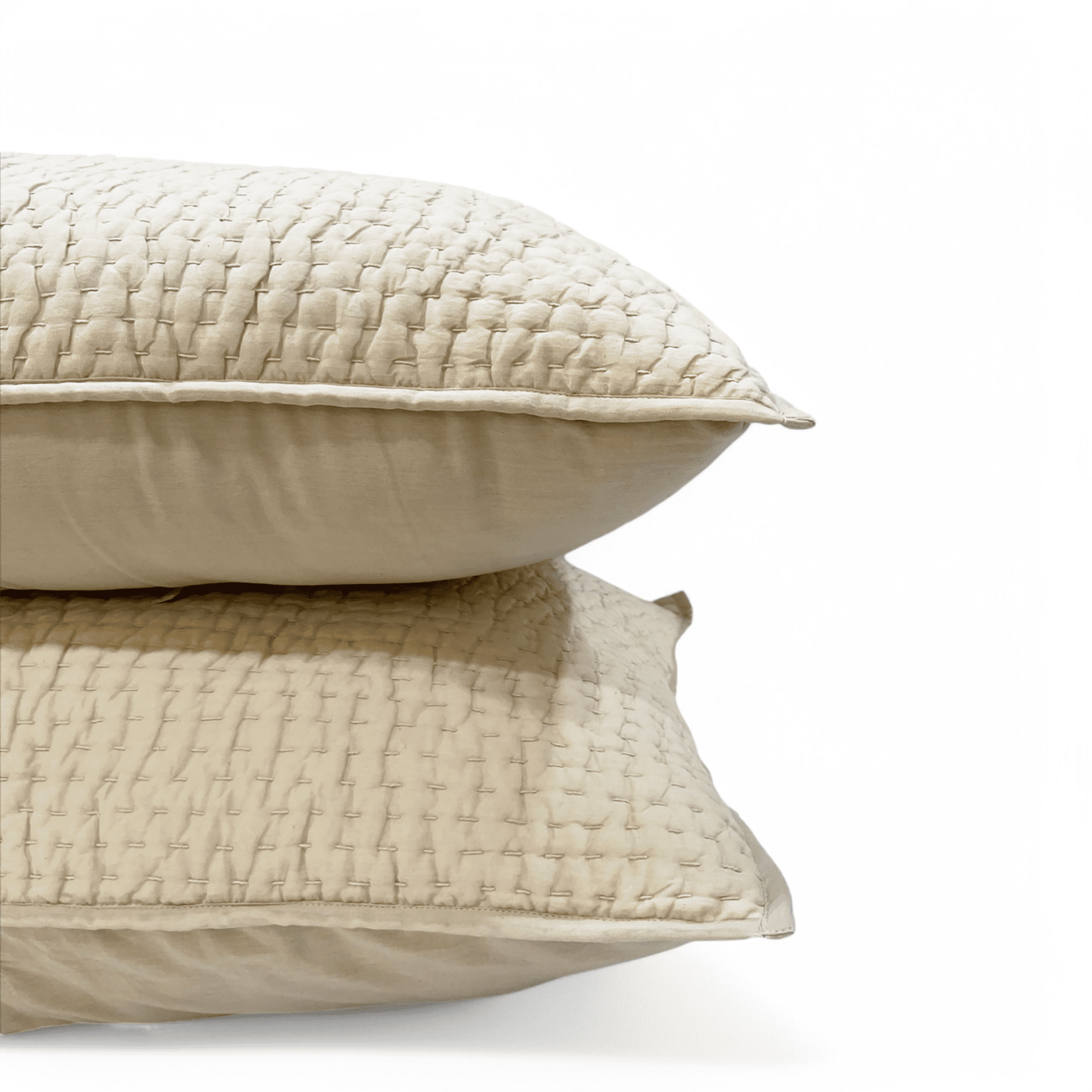 Sandstone Handmade Kantha Cotton Quilted Pillow Cases Multiple Sizes