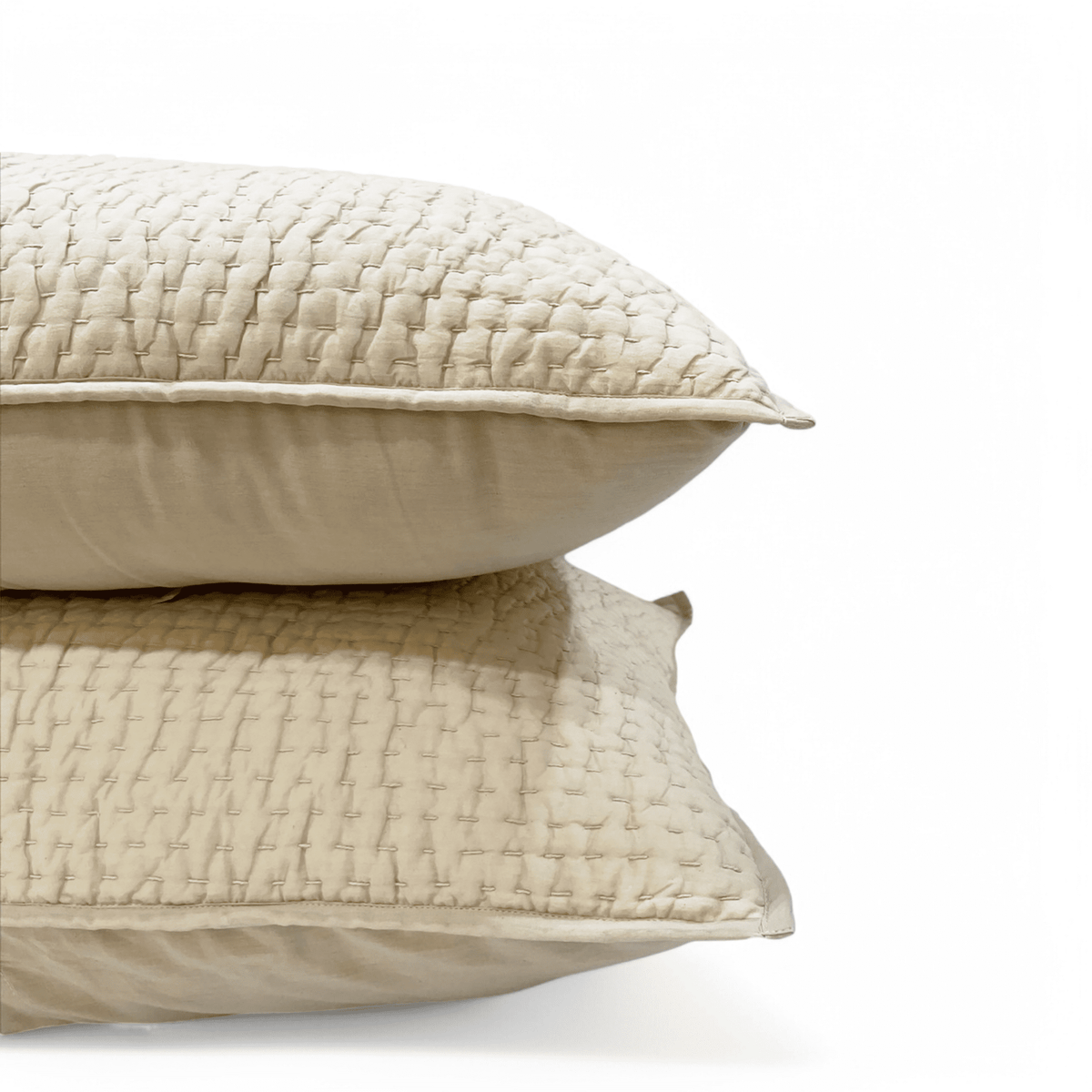 Sandstone Kantha Cotton Quilted Pillow Cases | Handmade | Multiple Sizes