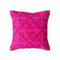 Shyrdak Bright Pink Cotton Cushion Cover – Scrolling Vine Print, Turquoise Rice Stitch & Piping | 6 Sizes