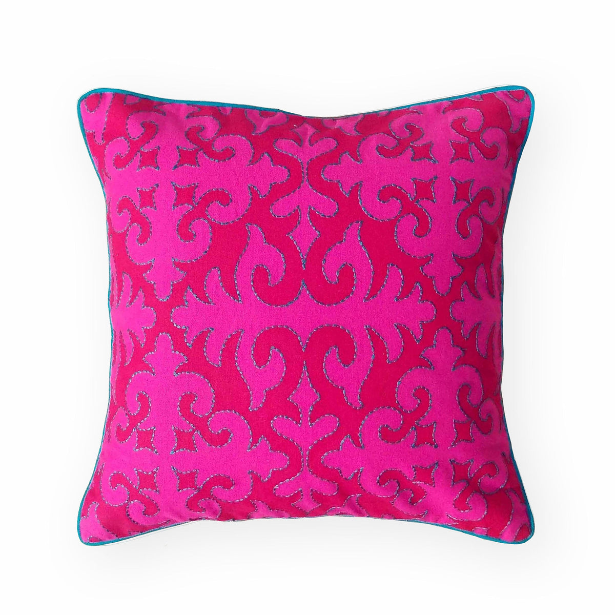 SHYRDAK - Hot Pink printed cotton Bed runner set - King / Queen / Twin Size