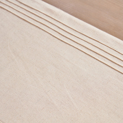 Amour Beige Linen-Cotton Table Runner with Pintuck Border