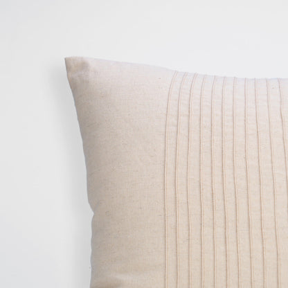 AMOUR Beige Linen Pillow Cover with Pin Tucks Two Sizes
