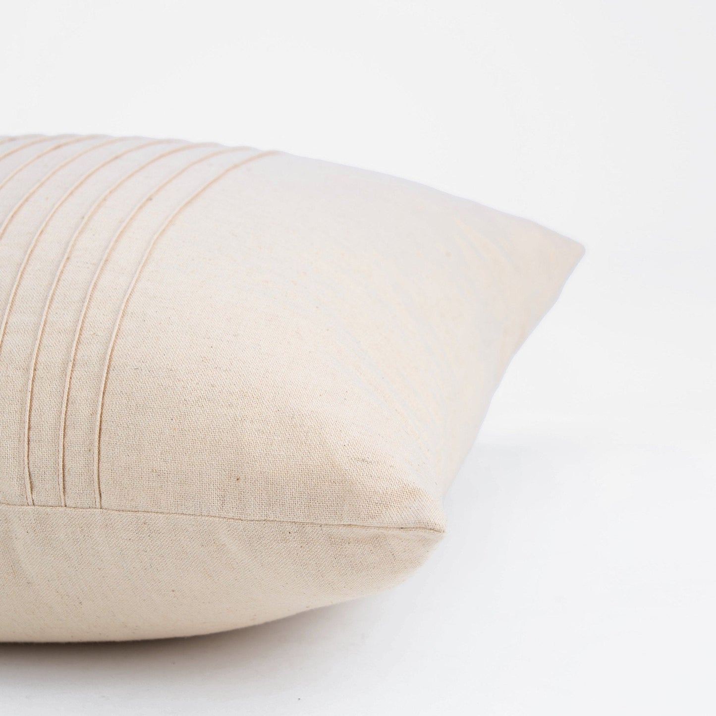 AMOUR Beige Linen Pillow Cover with Pin Tucks Two Sizes