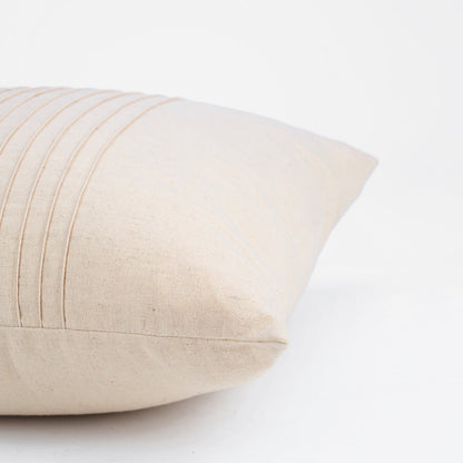 AMOUR Beige Linen Pillow Cover with Pin Tucks Two Sizes