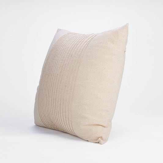 Amour Solid Beige Linen Pillow Cover | Pin Tuck Detail | 16×16 & 18×18 inches