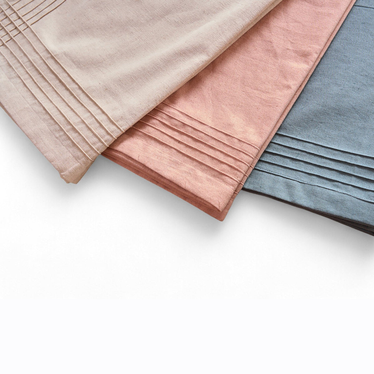Amour Solid Duck Egg Linen Tablecloth | Pintuck Border | 4 Sizes incl. Round & Custom