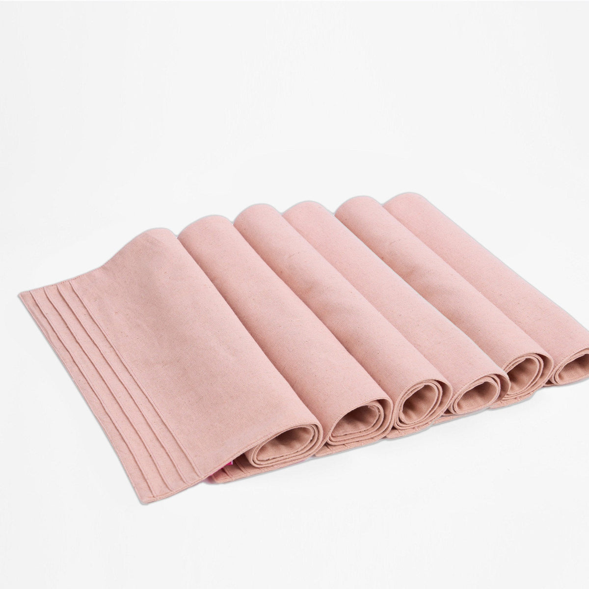 Amour Solid Blush Linen Placemat | Pintuck Border | 13 × 19 inches | Sets of 2, 4 & 6