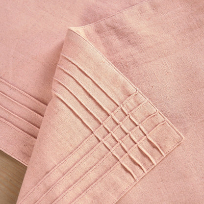 Blush Linen-Cotton Table Runner with Pintuck Border – Elegant Decor