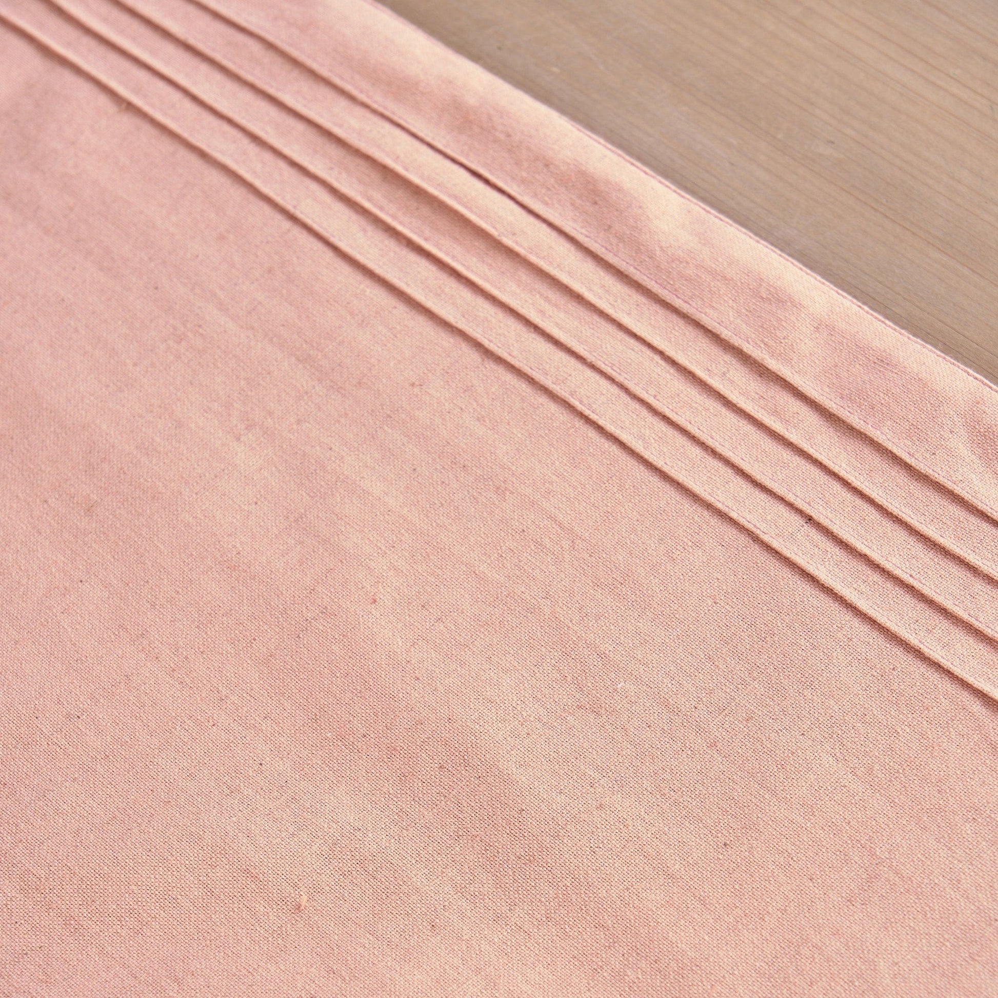 Blush Linen Cotton Table Runner with Pintuck Border – Elegant Solid Finish