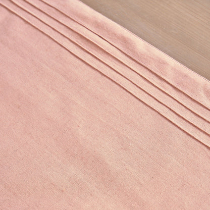 Blush Linen Cotton Table Runner with Pintuck Border – Elegant Solid Finish