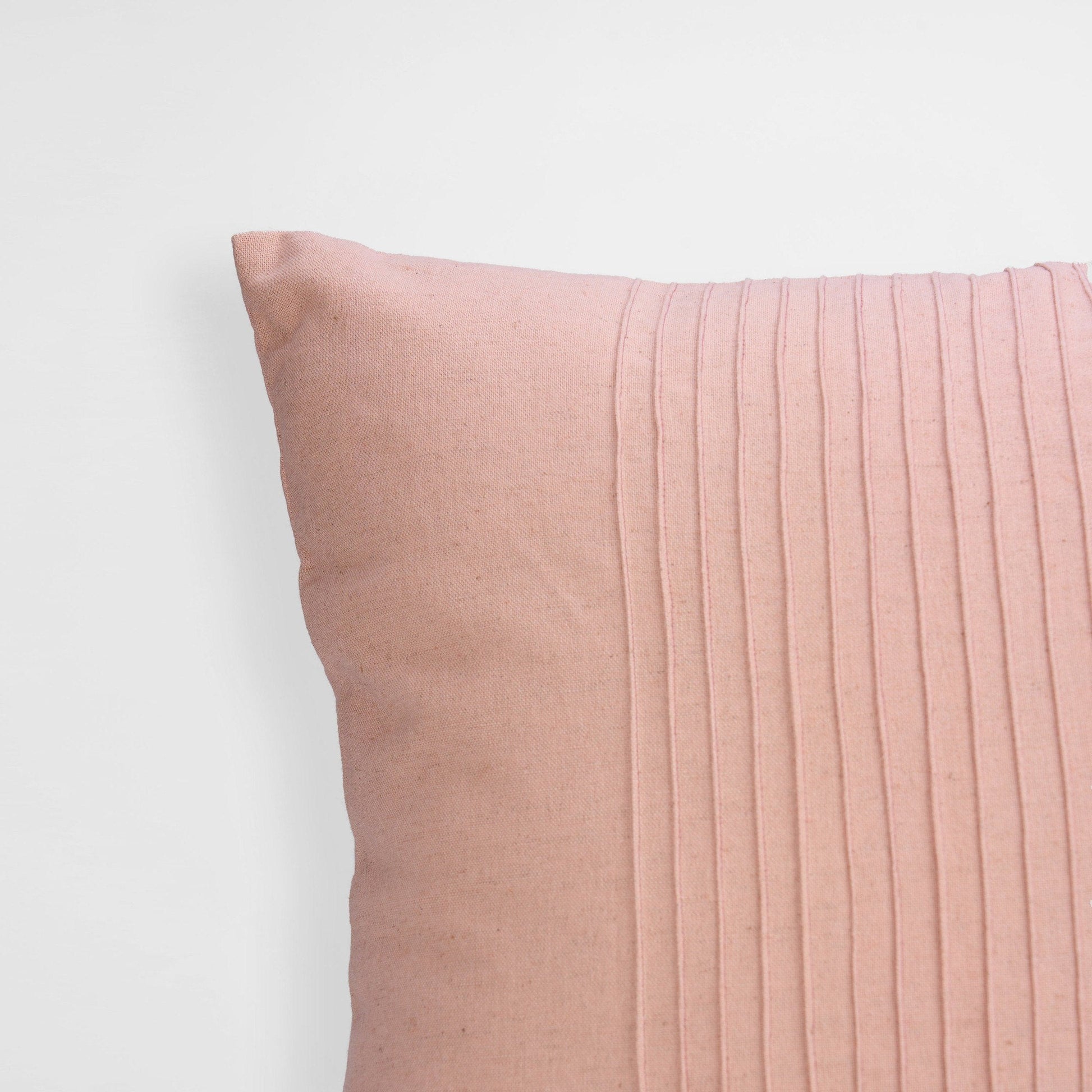 AMOUR Blush Linen Pillow Cover with Pin Tuck Detail