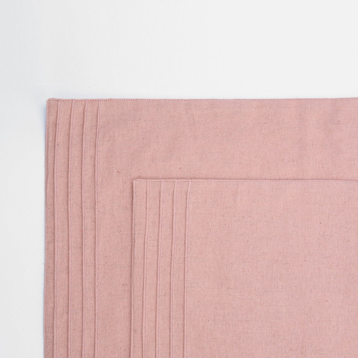 Amour Solid Blush Linen Placemat | Pintuck Border | 13 × 19 inches | Sets of 2, 4 & 6