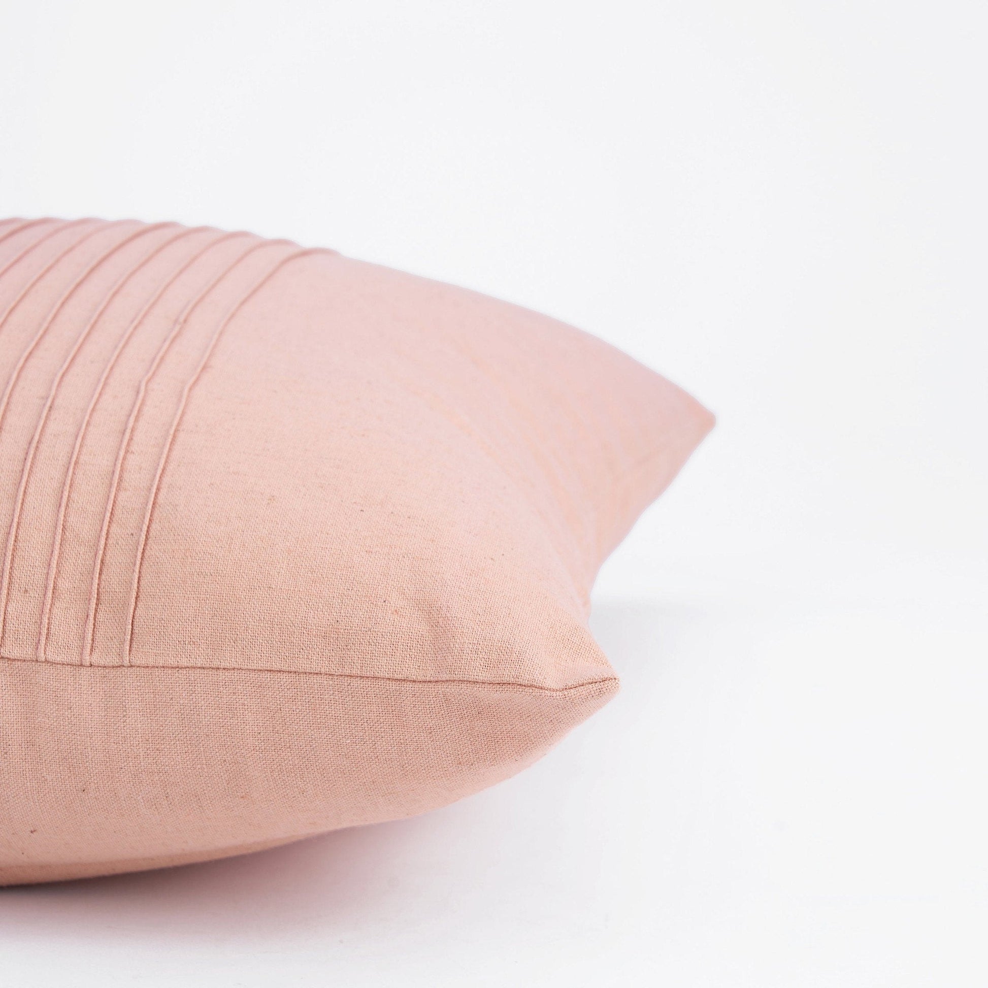 AMOUR Blush Linen Pillow Cover with Pin Tuck Detail