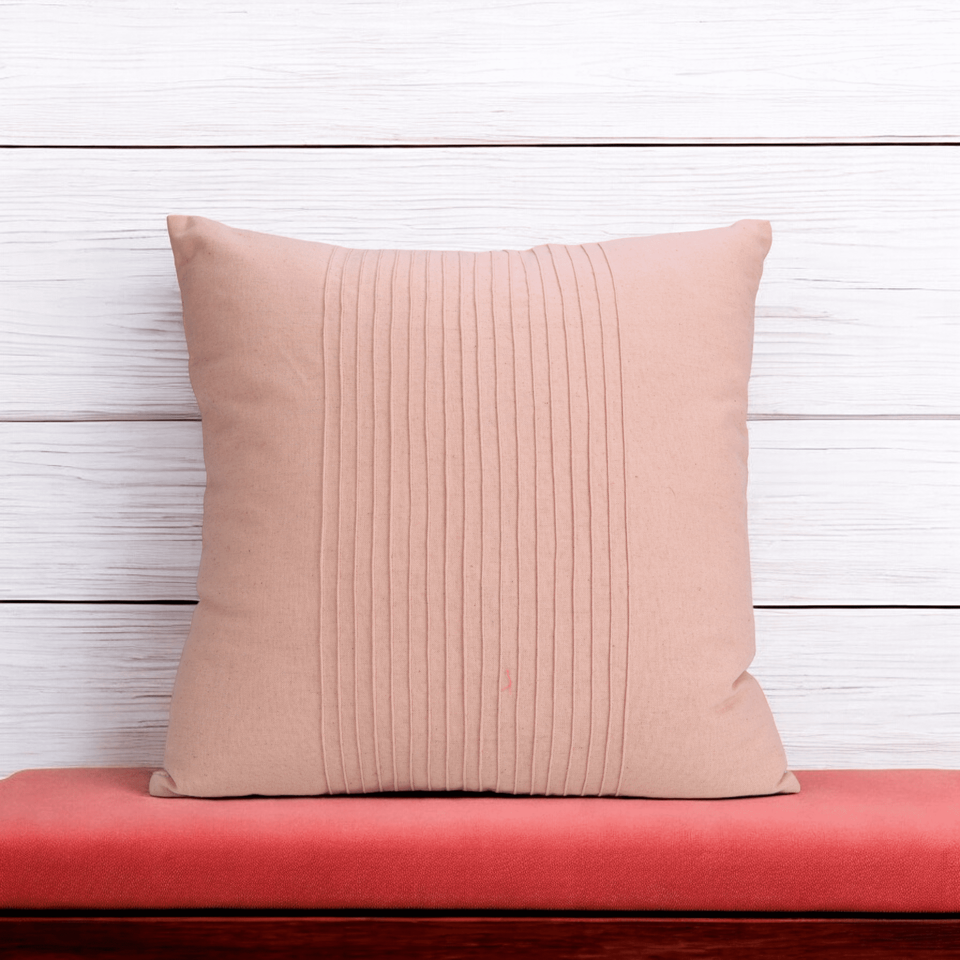 AMOUR Blush Linen Pillow Cover with Pin Tuck Detail