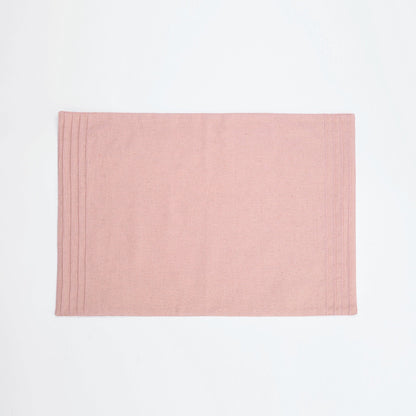 Amour Solid Blush Linen Placemat | Pintuck Border | 13 × 19 inches | Sets of 2, 4 & 6