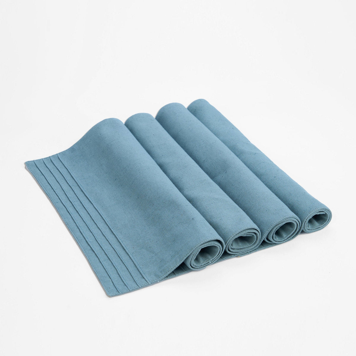 Amour Solid Duck Egg Linen Placemat | Pintuck Border | 13 × 19 inches | Sets of 2, 4 & 6