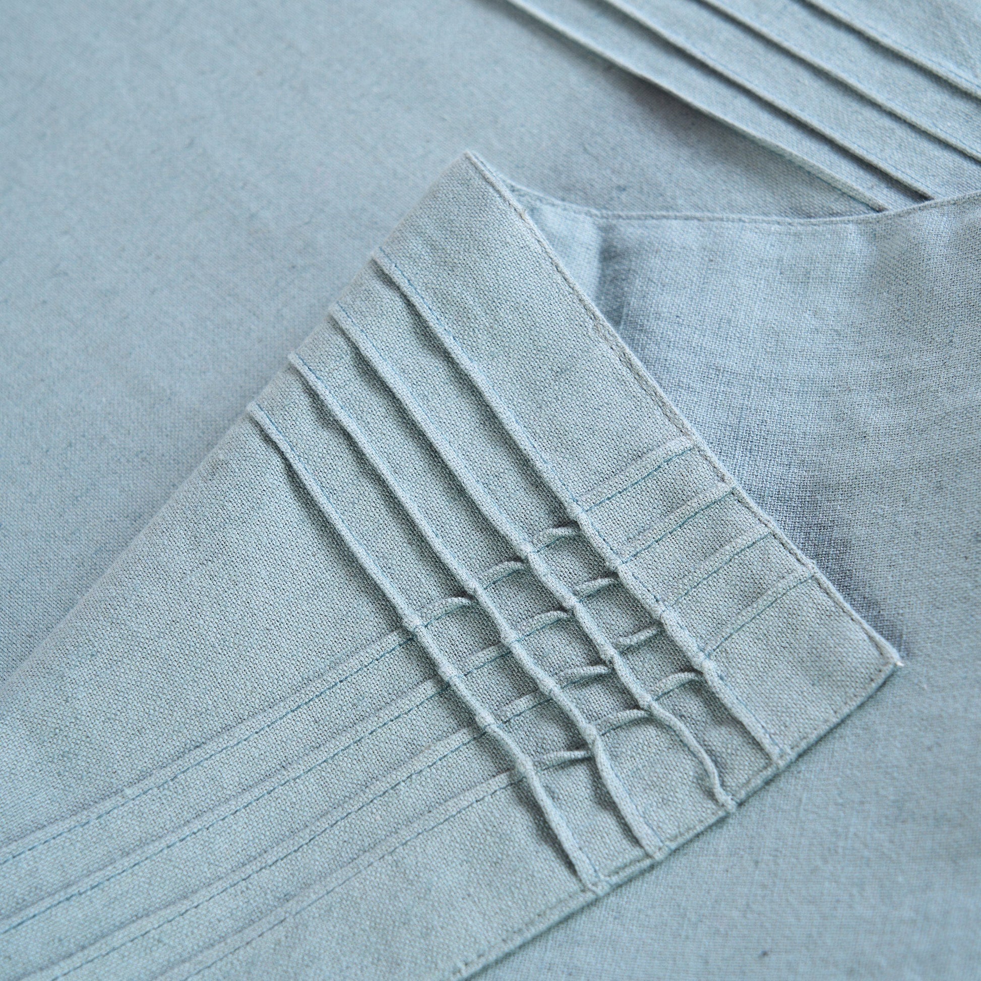 Amour Duck Egg Linen Cotton Table Runner with Pintuck Border