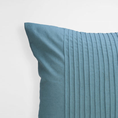 Amour Duck Egg Linen Pillow Cover with Pin Tuck Detail