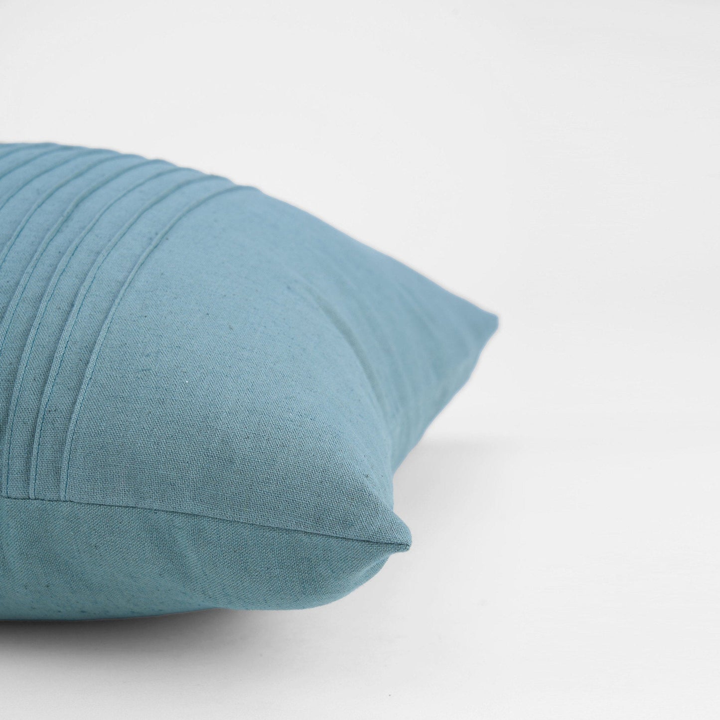 Amour Duck Egg Linen Pillow Cover with Pin Tuck Detail