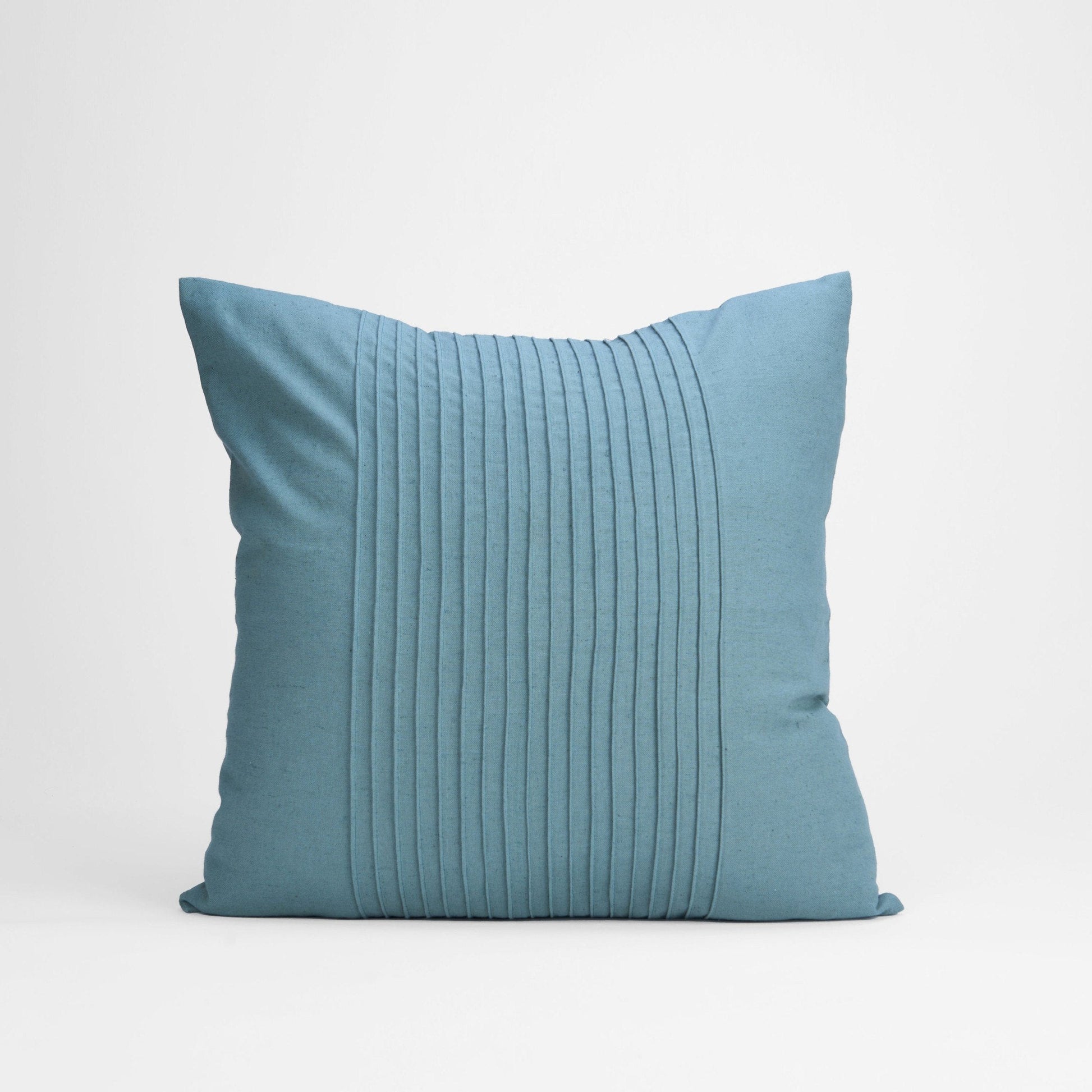 Amour Duck Egg Linen Pillow Cover with Pin Tuck Detail
