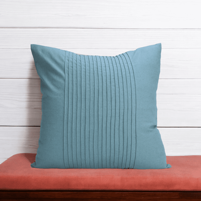 Amour Duck Egg Linen Pillow Cover with Pin Tuck Detail