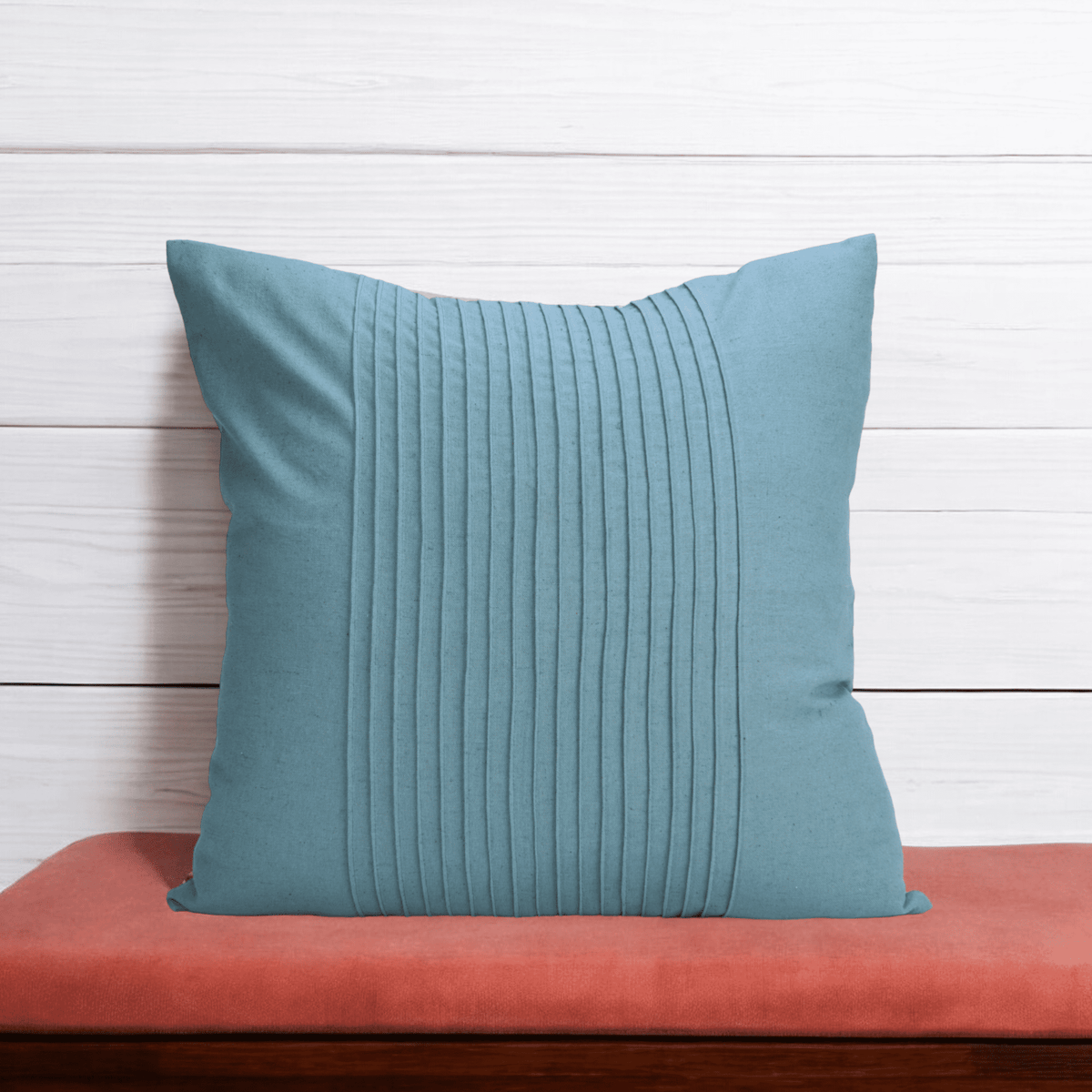 Amour Solid Duck Egg Linen Pillow Cover | Pin Tuck Detail | 16×16 & 18×18 inches