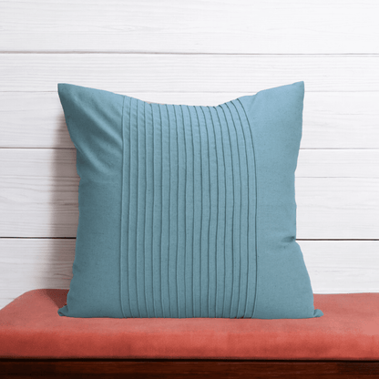 Amour Solid Duck Egg Linen Pillow Cover | Pin Tuck Detail | 16×16 & 18×18 inches