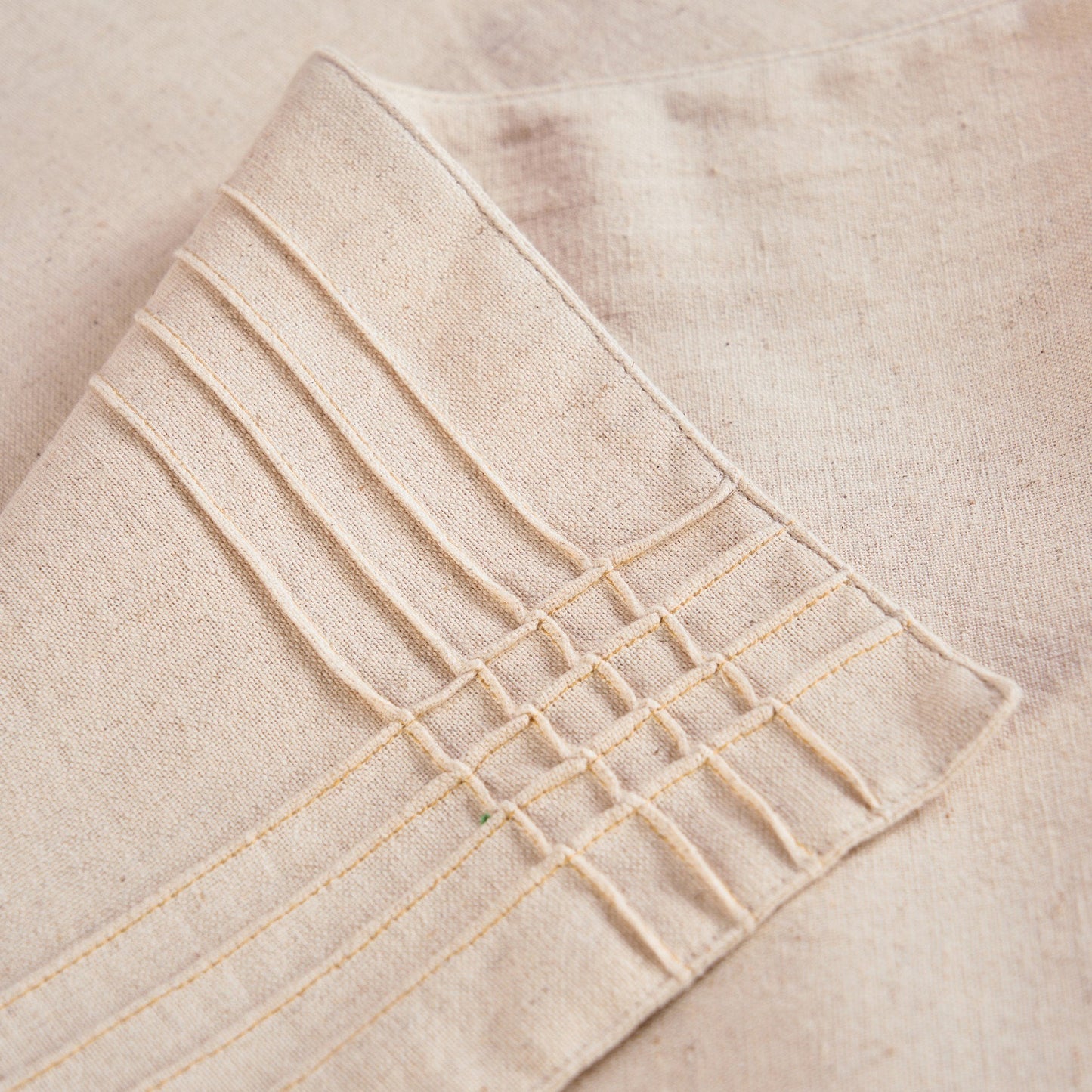 Amour Beige Linen-Cotton Table Runner with Pintuck Border