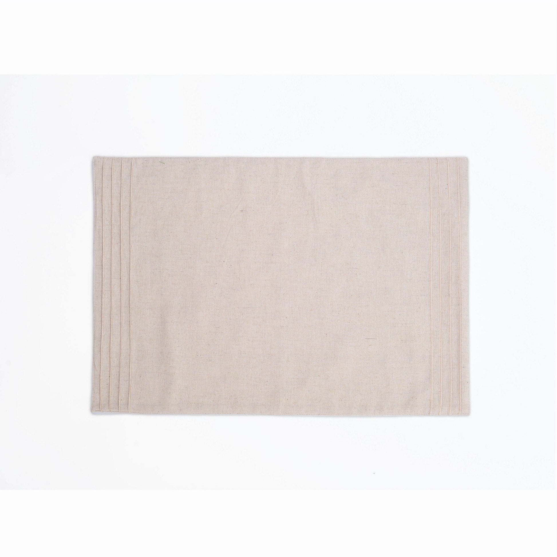 AMOUR Beige Linen-Cotton Placemat with Pintuck Border 13x19 Inch Set